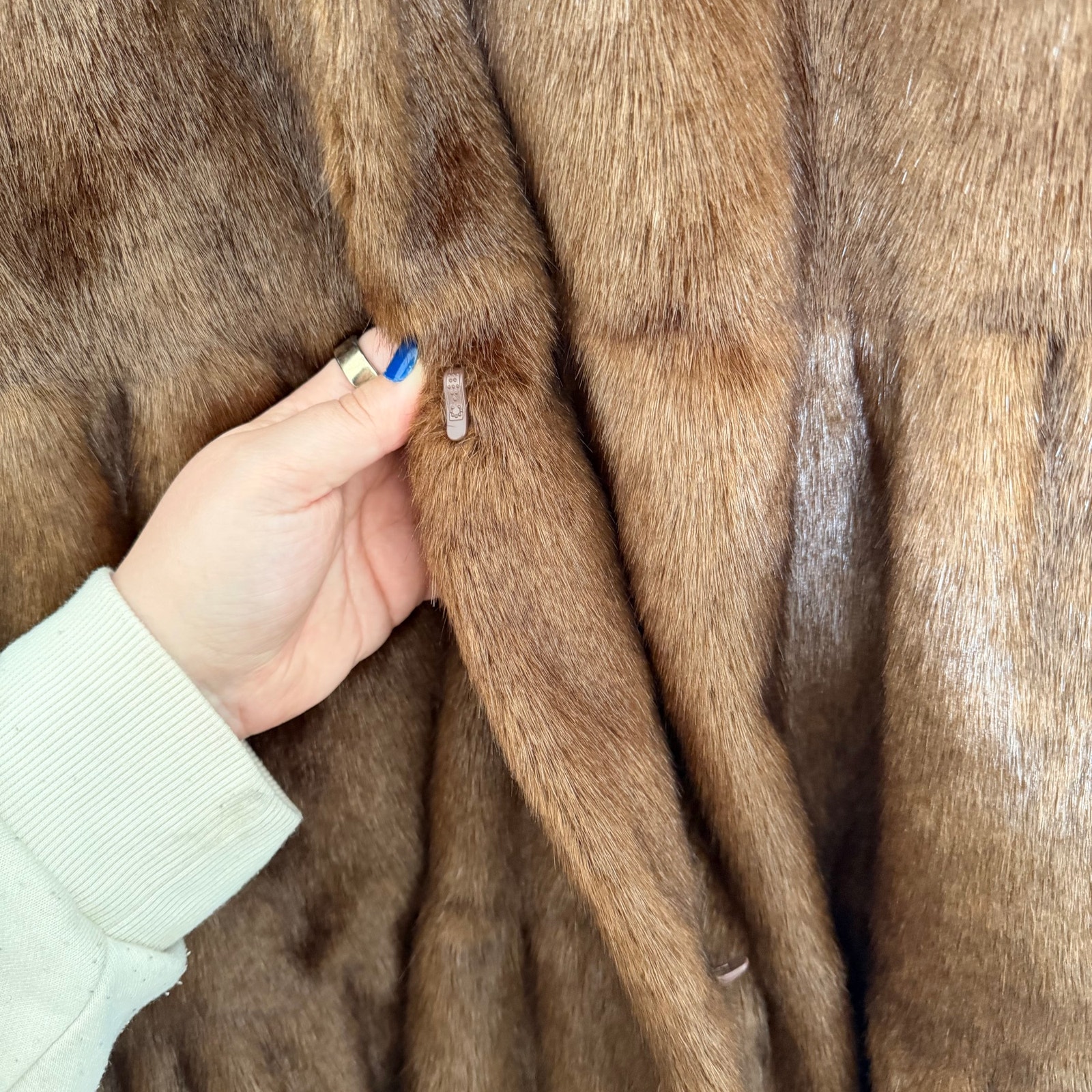 Donna Salyers Fabulous Furs (Xl) Brown Faux Mink Fit Flare Long Coat Nwt — image 6 of 8